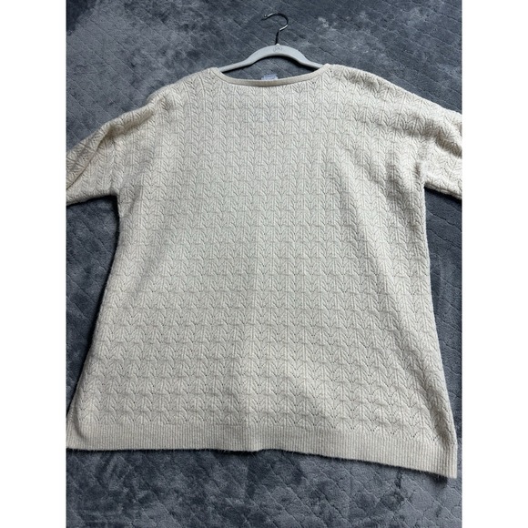 Chico's Oatmeal Drama Cable Pullover V-neck Sweater Size 3 Womens XL Stretch - Picture 10 of 10